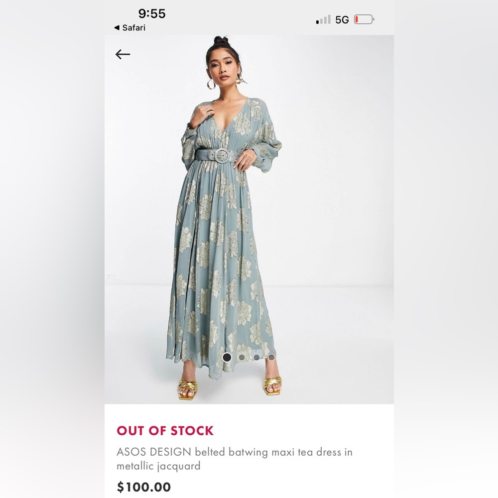 ASOS Batwing Maxi Metallic Jacquard Dress
